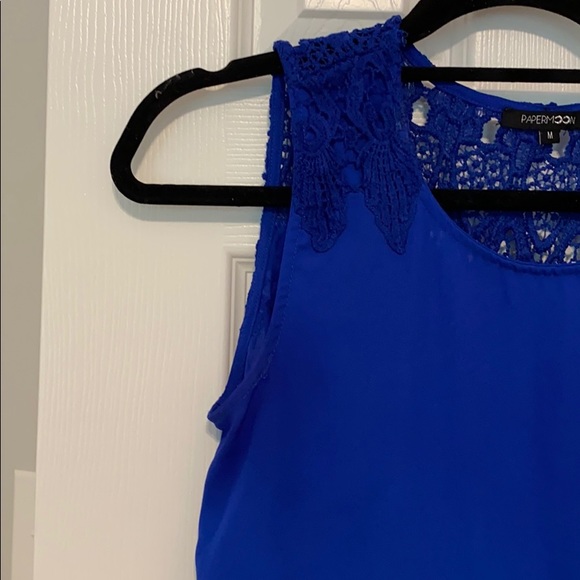 Cobalt Blue with Lace Papermoon High Low Tank  M - Picture 3 of 6